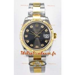 Rolex Super Clone Datejust Mouvement ETA 2688 31MM Or jaune bicolore Cadran gris