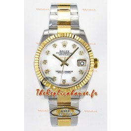 Rolex Super Clone Datejust ETA 2688 Mouvement 31MM Or Jaune Deux tons Cadran Peau