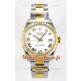 Rolex Super Clone Datejust ETA 2688 Mouvement 31MM Montre en or jaune bicolore Cadran blanc