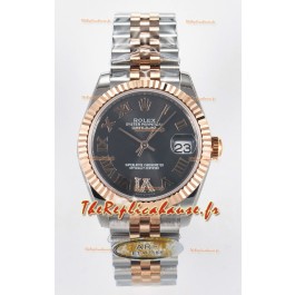 Rolex Super Clone Datejust ETA 2688 Mouvement 31MM Or Rose bicolore Cadran Gris Suisse