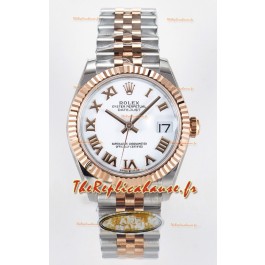 Rolex Super Clone Datejust ETA 2688 Mouvement 31MM Or Rose bicolore Suisse Cadran Blanc