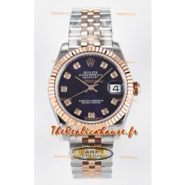 Rolex Super Clone Datejust ETA 2688 Mouvement 31MM or rose bicolore cadran violet suisse