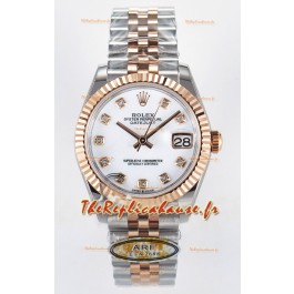 Rolex Super Clone Datejust ETA 2688 Mouvement 31MM Or Rose bicolore Suisse Cadran Blanc