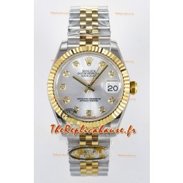 Rolex Super Clone Datejust ETA 2688 Mouvement 31MM Or Jaune bicolore Cadran Argent Suisse