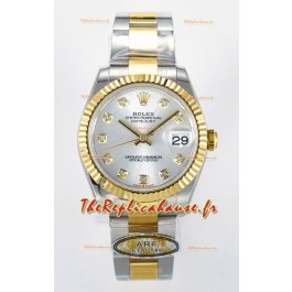 Rolex Super Clone Datejust ETA 2688 Mouvement 31MM Or Jaune bicolore Cadran Acier Suisse 