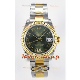 Rolex Super Clone Datejust ETA 2688 Mouvement 31MM Or Jaune Deux tons Cadran Vert Suisse 