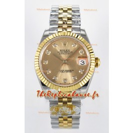 Rolex Super Clone Datejust Mouvement ETA 2688 31MM Boîtier et cadran en or jaune bicolore 