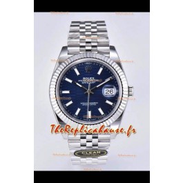 Rolex Datejust Mouvement Cal.3235 Réplique miroir 1:1 en acier 904L 41MM - Cadran bleu à motif cannelé