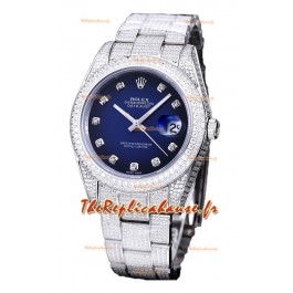 Rolex Datejust 41MM Réplique Suisse - Edition glacée - Cadran bleu 