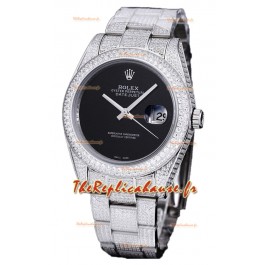 Rolex Datejust 41MM Réplique Suisse - Edition glacée - Cadran noir 