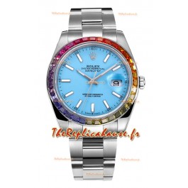 Rolex Datejust 41MM Réplique Montre Suisse - Acier 904L avec cadran bleu Tiffany 