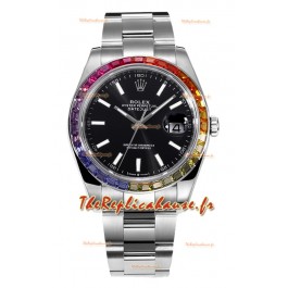 Rolex Datejust 41MM Réplique Montre Suisse - Acier 904L - Cadran noir 