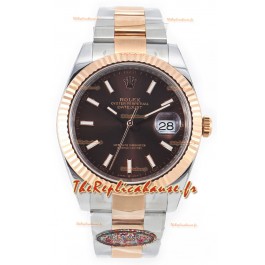 Rolex Datejust M126333 41MM ETA3235 72 Hours Power Cadran Brun Huitre Réplique 1:1 Or Rose Acier 904L 