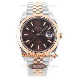 Rolex Datejust M126333 41MM ETA3235 72 Hours Power Cadran Brun Jubilé Réplique 1:1 Or Rose Acier 904L 