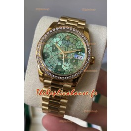 Rolex Datejust M278248 31MM Réplique Suisse en Or - Cadran Vert Motif Qualité Miroir 1:1