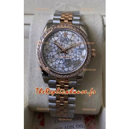 Rolex Datejust M278381RBR 31MM Réplique Suisse Or Rose bicolore - Cadran à motifs floraux Qualité miroir 1:1