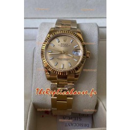 Rolex Datejust 278278 31MM Réplique Suisse en Acier 904L Boîtier or jaune avec index bâtons Qualité miroir 1:1 