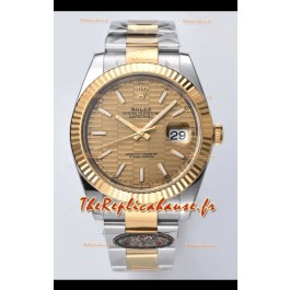 Rolex Datejust Mouvement Cal.3235 Réplique Miroir 1:1 Acier 904L 41MM - Cadran or cannelé à motifs