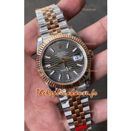 Rolex Datejust Mouvement Cal.3235 Réplique 1:1 Acier 904L 41MM - Cadran gris à motifs cannelés