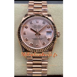 Rolex Datejust 31MM Montre Suisse en Acier 904L Cadran Or Rose Réplique Miroir