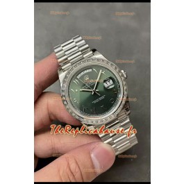 Rolex Day Date Montre présidentielle en acier inoxydable cadran arabe vert olive 40 mm - Qualité miroir 1:1