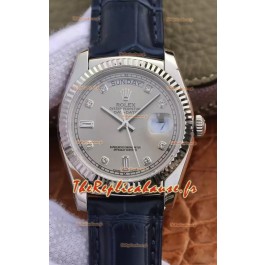 Rolex Day Date 904L Montre boîtier acier cadran gris 36MM - Qualité miroir 1:1 