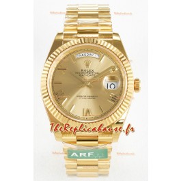 Montre Rolex Day Date Super Clone en or jaune 18K 40MM - Cadran doré Réplique de montre 1:1 