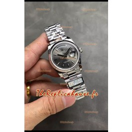 Rolex Day Date Super Clone en acier inoxydable à cadran gris 36MM - Montre réplique 1:1