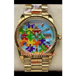 Rolex Day Date Emoji Jig-Saw Puzzle Boîtier or jaune 36MM - Montre réplique suisse
