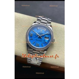 Rolex Day Date Montre en acier inoxydable 18 carats sertie de turquoises 36 mm - Réplique de montre 1:1 
