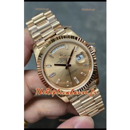 Rolex Day Date 40MM 228235 Montre réplique en or rose avec cadran en or miroir 1:1