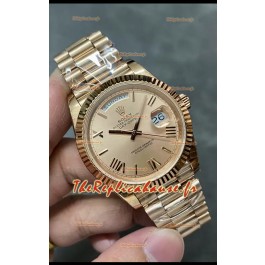 Rolex Day Date 40MM 228235 Montre or rose cadran romain en or réplique miroir 1:1