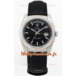 Rolex Day Date Montre avec boîtier en acier 904L et cadran noir 36MM - Qualité miroir 1:1