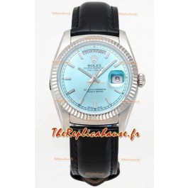 Rolex Day Date 904L Montre boîtier acier cadran bleu glacier 36MM - Qualité miroir 1:1