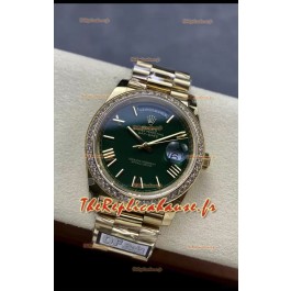 Rolex Day Date Présidentielle Montre en or rose 18 carats 40 mm - Cadran vert olive Qualité miroir 1:1