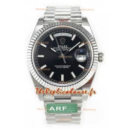 Montre Rolex Day date présidentielle en acier inoxydable cadran noir 40MM - Qualité 1:1