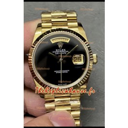 Rolex Day Date Présidentielle Montre en or jaune 18K 36MM - Cadran noir Qualité miroir 1:1