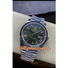 Rolex Day Date Presidential Montre à cadran vert en acier inoxydable 40 mm - Qualité miroir 1:1