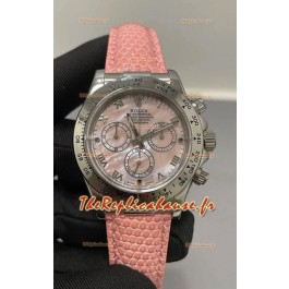 Rolex Daytona Super Clone Cadran rose nacré Acier inoxydable Mouvement Cal.4131 Réplique Montre 1:1