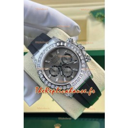 Rolex Daytona Super Clone Or Blanc Boîtier Acier Cadran Mouvement Cal.4131 Lunette Saphirs Personnalisée