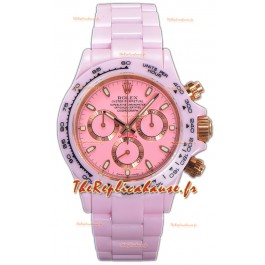 Rolex Daytona Montre à bracelet céramique rose avec mouvement Cal.4130 Réplique Miroir