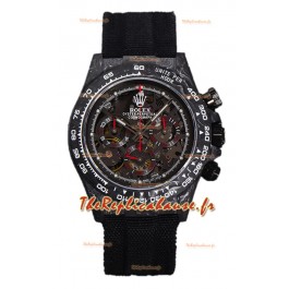 Rolex Daytona DiW Skeleton Carbon Edition - Boîtier en carbone forgé - Bracelet noir Réplique 1:1 