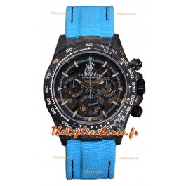 Montre Rolex Daytona DiW Skeleton Carbon Edition - Boîtier en carbone forgé Bracelet bleu Réplique 1:1 