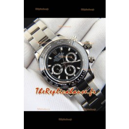 Réplique de montre Rolex Daytona à mouvement japonais, cadran noir et lunette en céramique