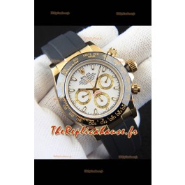 Réplique de montre Rolex Daytona à mouvement japonais, boîtier en or et cadran blanc