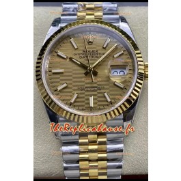 Rolex Datejust Mouvement Cal.3235 Réplique miroir 1:1 Acier 904L 36MM - Cadran à motifs cannelés or