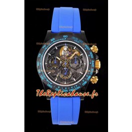 Rolex Daytona Blaken Bleu Réplique Miroir 1:1 Suisse Cadran Squelette Mouvement Cal.4130