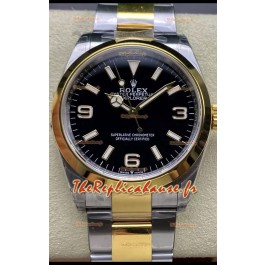 Rolex Explorer I Cadran noir - Or jaune sur acier avec mouvement automatique suisse 3230