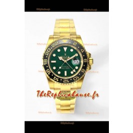 Rolex GMT Masters II Super Clone M116718 Or Jaune Cadran Vert Réplique montre Suisse 