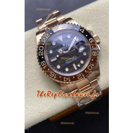 Rolex GMT Masters II Super Clone 126715CHNR Or Rose Cadran Fer Tigre Réplique Montre Suisse